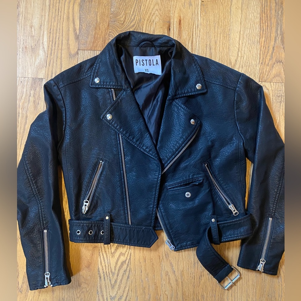 Pistola Faux Black Vegan Leather Jacket